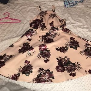 Light Pink Floral Patterned Homecoming Dress